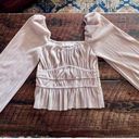 ASTR  The Label Ziva Plisse Champagne/Pearl Puff Sleeve Square Neck Top Size S Photo 10