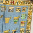 Cherubs and Demitasse Cup Printed Silk Scarf Blue and Gold Square EUC Photo 5