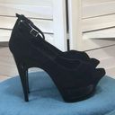 Wild Rose NWOT  5” heel black velvet peep toe platform sandals sz 9 Photo 0