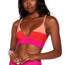 Beach Riot  Striped Riza Magenta Colorblock Triangle Bikini Top Size Small Photo 9