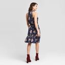 Xhilaration NWOT Navy Blue Floral Tie Neck Sleeveless Dress Photo 1