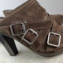 Juicy Couture  Y2K Taupe Suede Leather Heeled Mule Bootie Chunky Buckles Size 8.5 Photo 3