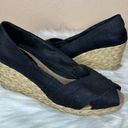 Ralph Lauren Lauren  Cecilia Espadrille Black Peep Toe 2" Wedge Size 5 Photo 0