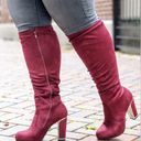 Torrid  Women 10.5W Burgundy Metal Heel Slouchy Boots Wide Width & Calf Photo 0