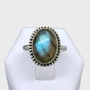 Sterling Silver Handmade Genuine Labradorite Ring - Sz 8.5 Photo 3