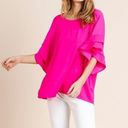 Umgee 🆕 NWT  Natalia Solid Fuchsia Ruffle Dolman Sleeve Flowy Top Photo 0