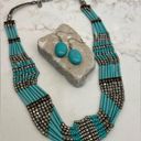 American Eagle  Outfitters Turquoise color beaded necklace and Turquoise earrings Photo 0