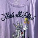 Looney Tunes  Purple Scoop Neck Short Sleeve Characters Graphic Tee Shirt Top Photo 3