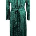 VTG Crushed Velvet Maxi Dress Sz 12 Emerald Green V Photo 1