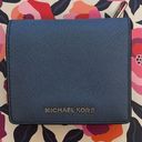 Michael Kors  Women Leather Bi-fold Wallet Medium Blue ID/Card Slot Bill Holder Photo 0