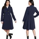 Modcloth NWT  Along for the Ride Navy Blue Crepe Coat Size MEDIUM Photo 1