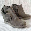 Eileen Fisher  Zest Mineral Metallic Silver Wedge Ankle Heel Strap Boots Shoes 7 Photo 1
