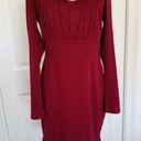 The Row  A- Dress Red Metallic Thread Empire Waist Square Neck Long Sleeve Pull On M Photo 0