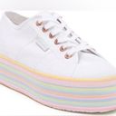 Superga  2790 Platform sneakers white rainbow pastel stripes lace-up shoes Photo 2