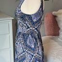 One Clothing  Blue Print Knit Dress Open Back Womens XS Photo 3