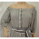 The Loft "" IVORY BLACK OFF-SHOULDER STRIPED SHIFT SHIRT DRESS SZE: M NWT Photo 4