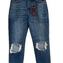 No Bo  Juniors SZ 7 Mom Jeans Cuffed Super High-Rise Stretch Pockets Distressed Photo 0
