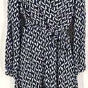 Banana Republic  Women's Geometric Full Sleeve Faux Wrap Dress Blue Black Size 8 Photo 0