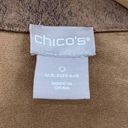 Chico's  Faux Suede Jacket Zipper Front Moto Lace Up Sleeves Brown Womens Small 4 Photo 5