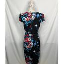 Betsey Johnson  Black Floral Knee Length, Cap Sleeve Slim Fitting Dress Size 8 Photo 5