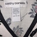 Cathy Daniels  Cardigan White/Black‎ Florals and Trim with Red Accents Size Large Photo 3