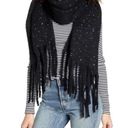 BP  Speckled Fringe Trim Muffler Black White Chunky Oversized Scarf Photo 0