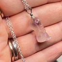 Fluorite clear purple banding yellow cherub child angel pendant carving necklace Photo 1