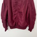 Topshop [] Burgundy Red Faux Fur Lined Oversized Bomber Flight Jacket Size 8 Tall Photo 3