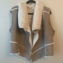 Olive & Oak  Suede and Shearling Tan Drape Front Vest Size Large Photo 1