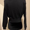 Crop Top Hoodie Sweatshirt Sweater Blouse Shoulder Pad Pullover Top Round Neck Shirt Black Photo 8