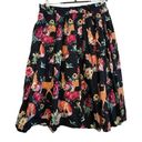 Hell Bunny  Hermeline Flare Pleated Floral Animal Skirt Size Medium‎ Black Retro Photo 0