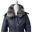 London Fog  Black Winter Puffer Faux Fur Trim Collar Hooded Jacket Parka size S Photo 79