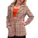 American Vintage Vintage Mod Large Wing Tip Retro Blazer Ladies SMALL Brown and Orange Plaid Photo 0