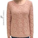 Adrianna Papell  Lace Front Sweatshirt Warm Blush Photo 1