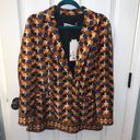 ZARA  NWT Satin Orange Printed Belted Blazer Photo 1