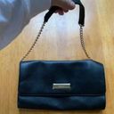 DKNY  Authentic Black Leather Chain-Link Clutch Purse Bag, Medium. Photo 7