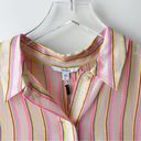 J Brand  Neon Stripe Button Down Button-Back Long Sleeve Semi Sheer NWT M Photo 3