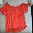 Free People Red Orange Flowy Top With Open Shoulders Size Large Photo 1