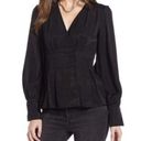 Something Navy  black dotted jacquard blouse Photo 0