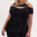 Torrid  Mesh Yoke Peplum Top Deep Black 6 / 6X Photo 0