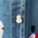 Dress Barn Vintage  Chambray Denim Snowman Applique Embroidered Shirt M Photo 4