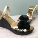 Kate Spade  Straw Rafia, Leather Wedge Sandal Pom Pom 6.5 Photo 0