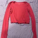 American Eagle Hot Pink  Outfitters Long Sleeve Cropped Top Photo 0