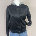 American Eagle  Outfitters Jacket Womens Medium Black Utility Bomber Hooded Photo 11