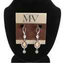 ma*rs New  and Valentine Vintage Sterling Silver Pearl Rose Crystal Dangle Earring Photo 2