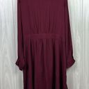 City Chic  Women Blouse XL 22 Shibara Faux Wrap High Low Top Burgundy Long Sleeve Photo 5