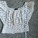 Star City  Vintage Cream Floral Off the Shoulder Puff Sleeve Crop Top Large Boho Photo 6