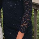 Macy's Dark Lace Blue Homecoming Dress Photo 0