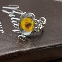 Daisy Handcrafted Women’s Yellow  Flower Glass Cabochon Stainless Steel Ring Photo 0