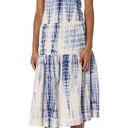 Angie  Blue White Tie Dye Tiered Midi Dress Photo 0